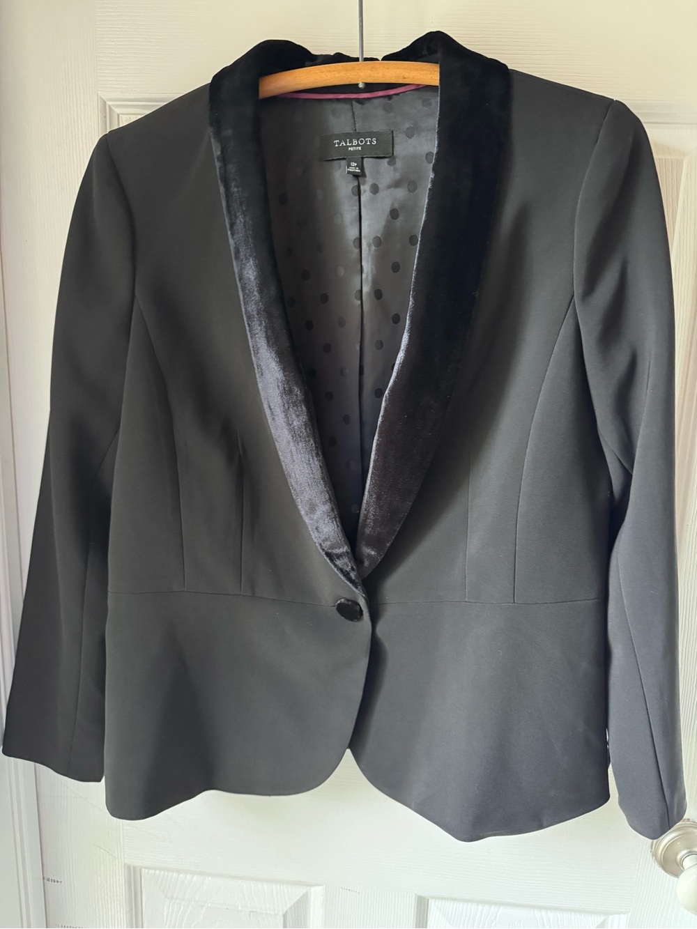Talbots Black Velvet Shawl-Collar Blazer